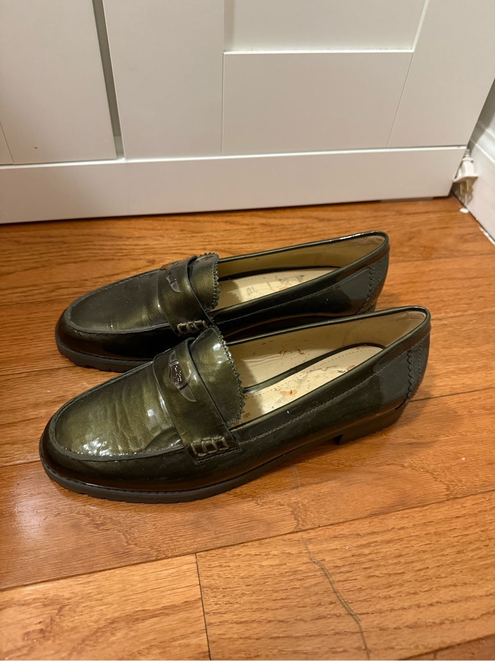 Coach Olive Copper Patent Leather Penny Loafers
